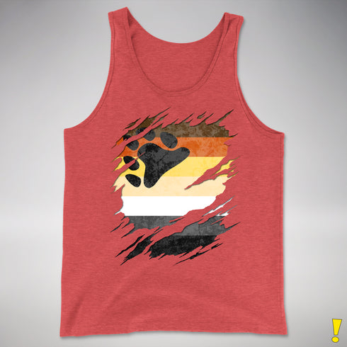 Bear Pride Flag Ripped Reveal Premium Tank Top - Red Triblend